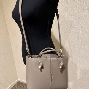 Gray Leather Handbag